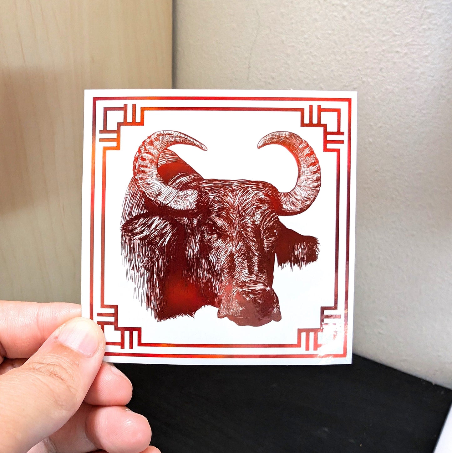 Chinese Zodiac Holographic Sticker - 02 - Ox Decorative Stickers JoyousJoyfulJoyness 