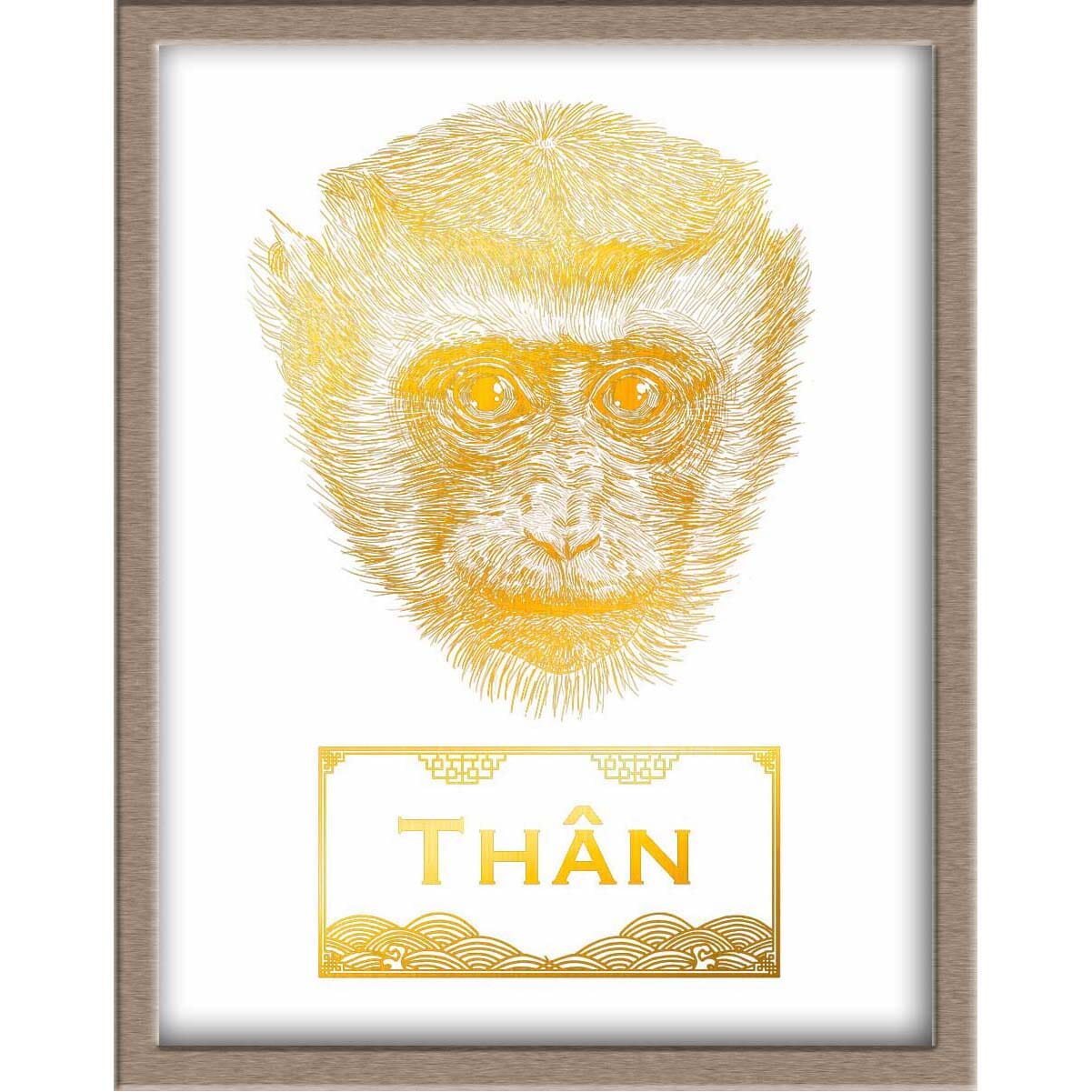 Vietnamese Zodiac Foiled Print - 09 - Monkey Posters, Prints, & Visual Artwork JoyousJoyfulJoyness 