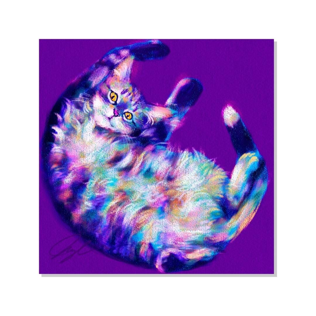 Feline Flows and Poses Collection - "Belleh" Non-Holographic Matte Sticker - Silly Cat Showing His Fluffy Belly Decorative Stickers JoyousJoyfulJoyness 