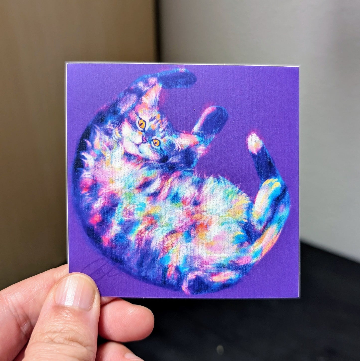 Feline Flows and Poses Collection - "Belleh" Non-Holographic Matte Sticker - Silly Cat Showing His Fluffy Belly Decorative Stickers JoyousJoyfulJoyness 