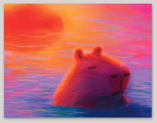 Capybara at Sunset Non-Holographic Matte Sticker Decorative Stickers JoyousJoyfulJoyness 