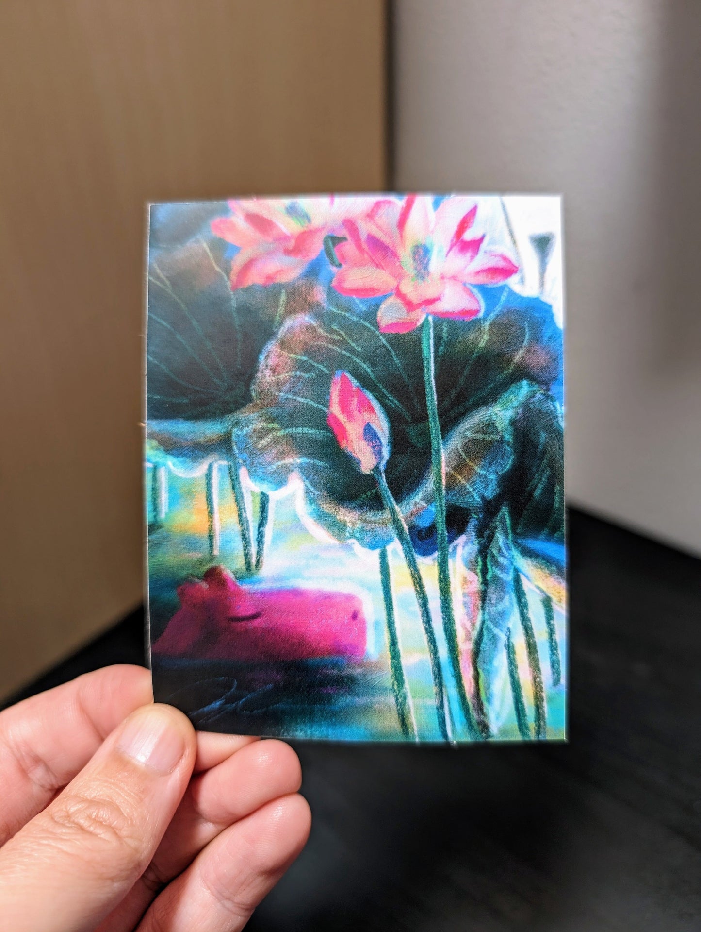 Capybara Under the Lotuses Non-Holographic Matte Sticker Decorative Stickers JoyousJoyfulJoyness 