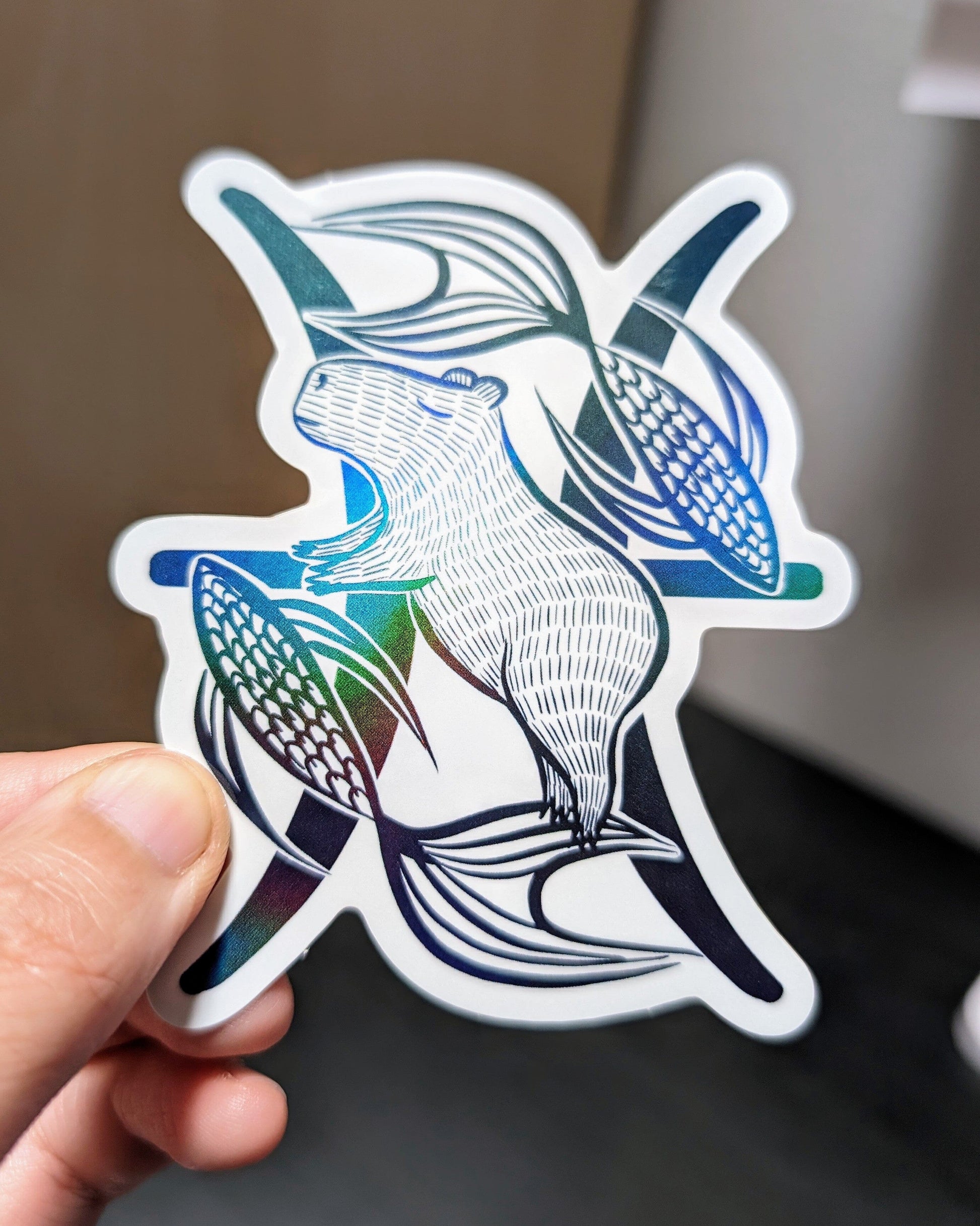 Capybara Zodiac Holographic Sticker - 12 - Pisces Decorative Stickers JoyousJoyfulJoyness 