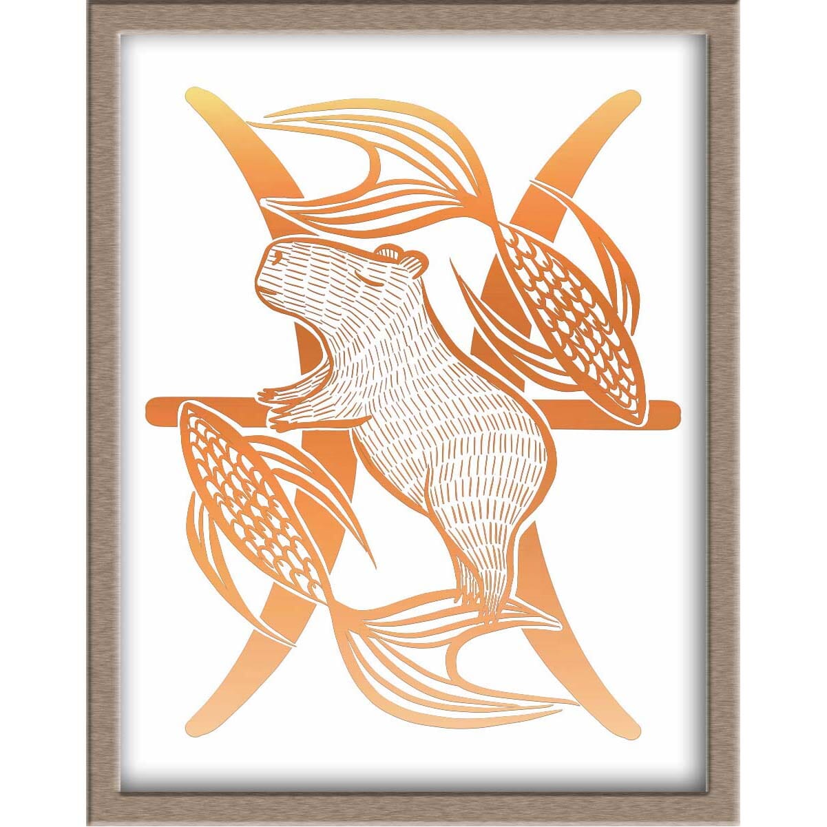 Capybara Zodiac Foiled Print - 12 - Pisces Posters, Prints, & Visual Artwork JoyousJoyfulJoyness 