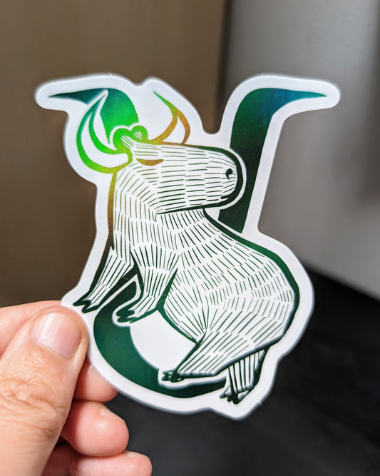 Capybara Zodiac Holographic Sticker - 02 - Taurus Decorative Stickers JoyousJoyfulJoyness 