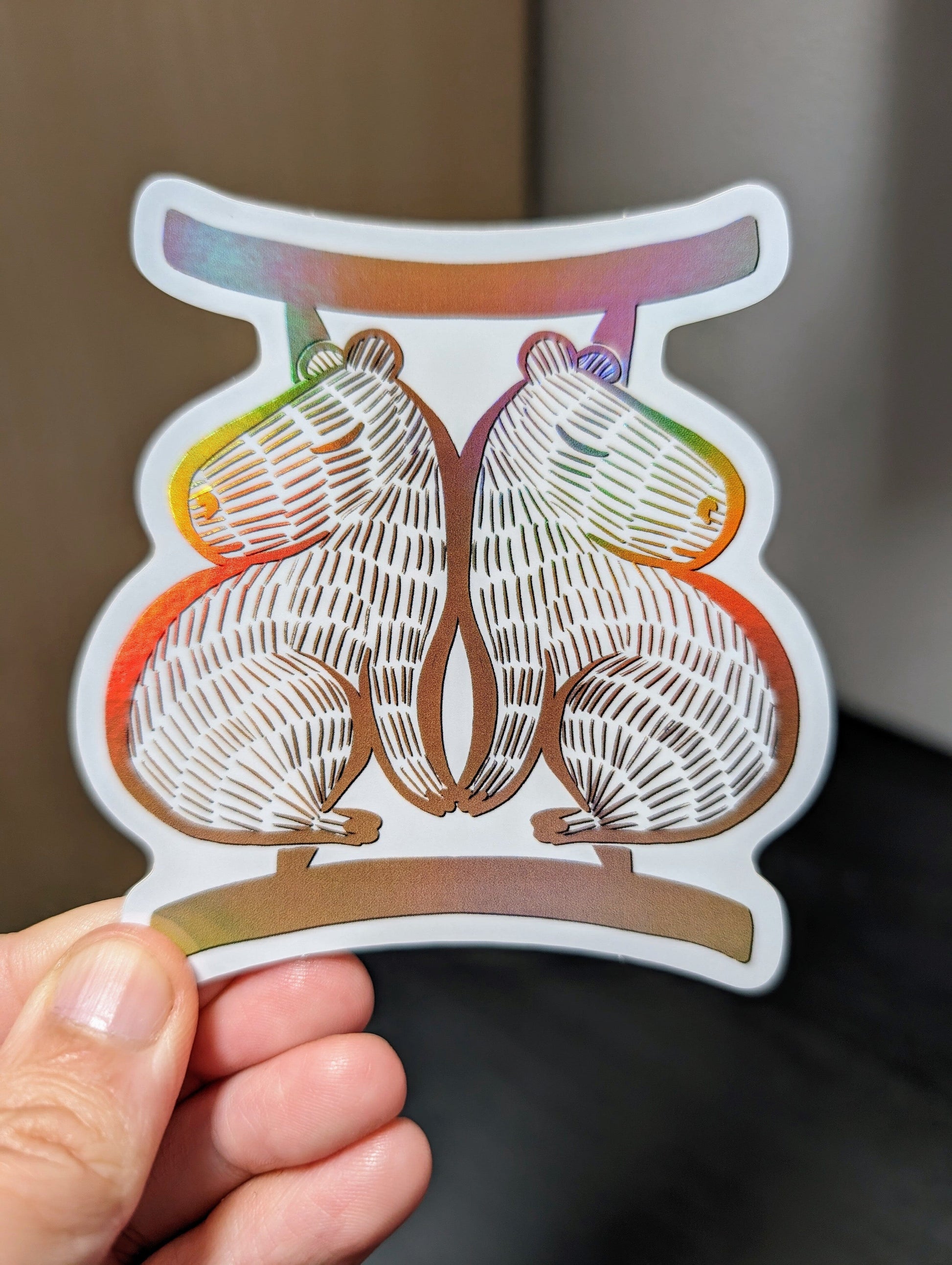 Capybara Zodiac Holographic Sticker - 03 - Gemini Decorative Stickers JoyousJoyfulJoyness 