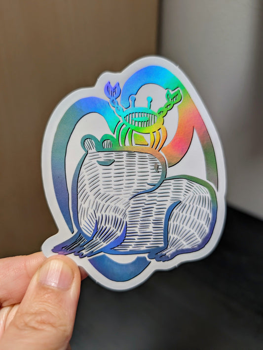 Capybara Zodiac Holographic Sticker - 04 - Cancer Decorative Stickers JoyousJoyfulJoyness 