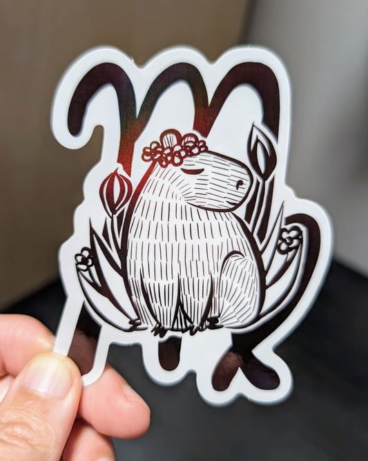 Capybara Zodiac Holographic Sticker - 06 - Virgo Decorative Stickers JoyousJoyfulJoyness 