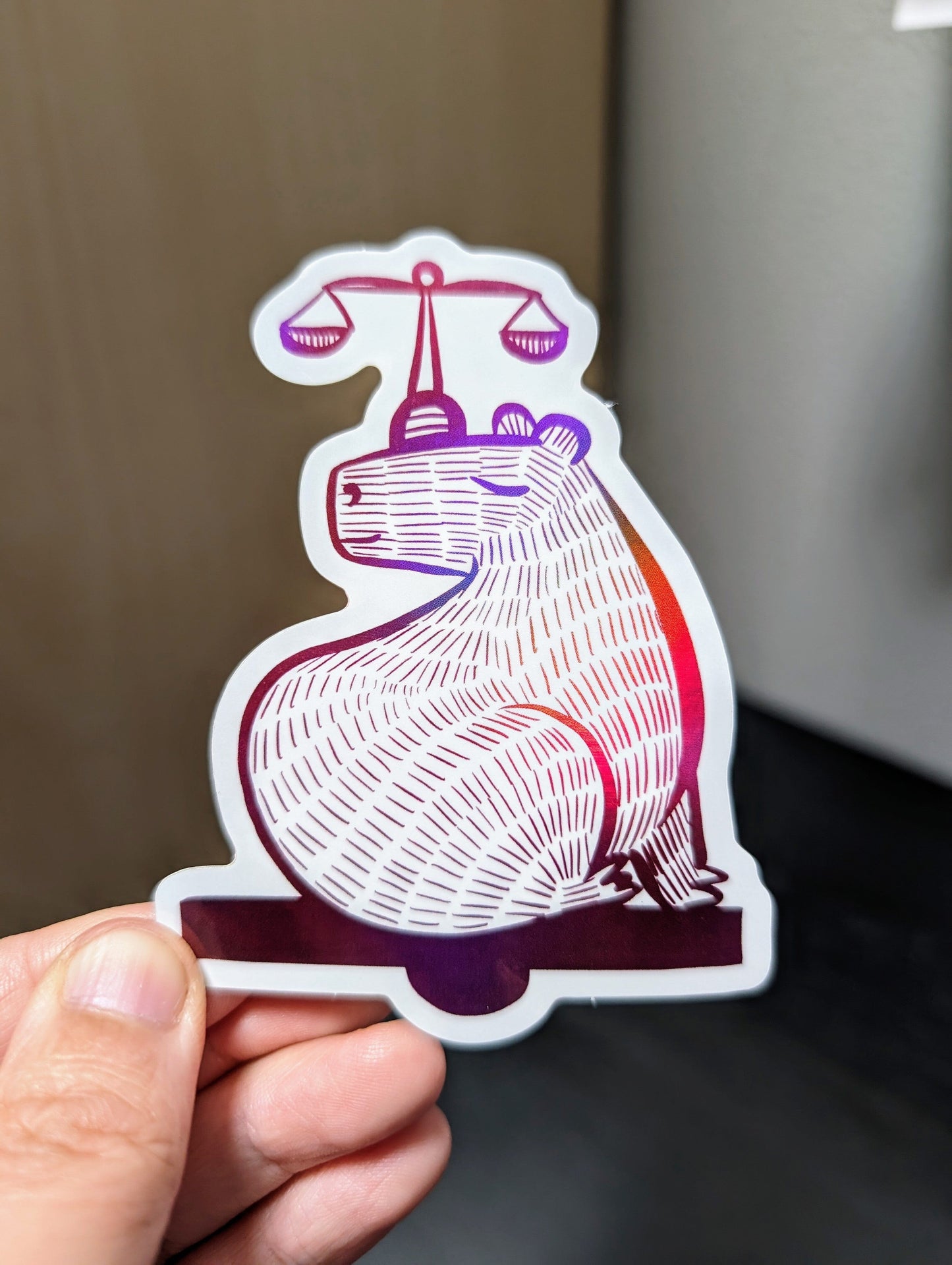 Capybara Zodiac Holographic Sticker - 07 - Libra Decorative Stickers JoyousJoyfulJoyness 