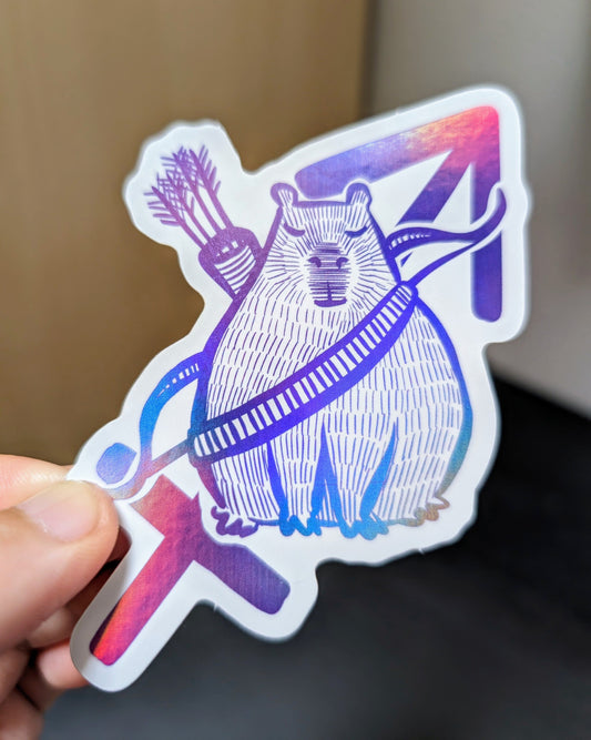 Capybara Zodiac Holographic Sticker - 09 - Sagittarius Decorative Stickers JoyousJoyfulJoyness 