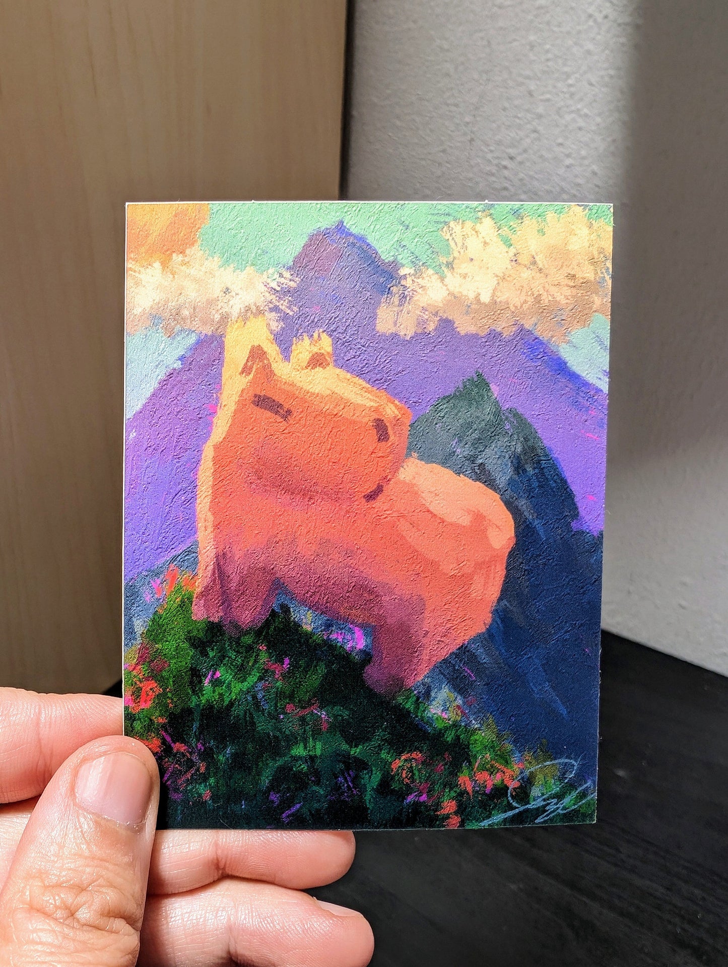 Capybara on a Hill Non-Holographic Matte Sticker Decorative Stickers JoyousJoyfulJoyness 