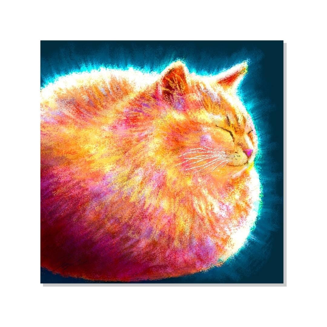 Feline Flows and Poses Collection - "Loaf" Non-Holographic Matte Sticker - Sticker with a Round Ginger Cat Decorative Stickers JoyousJoyfulJoyness 