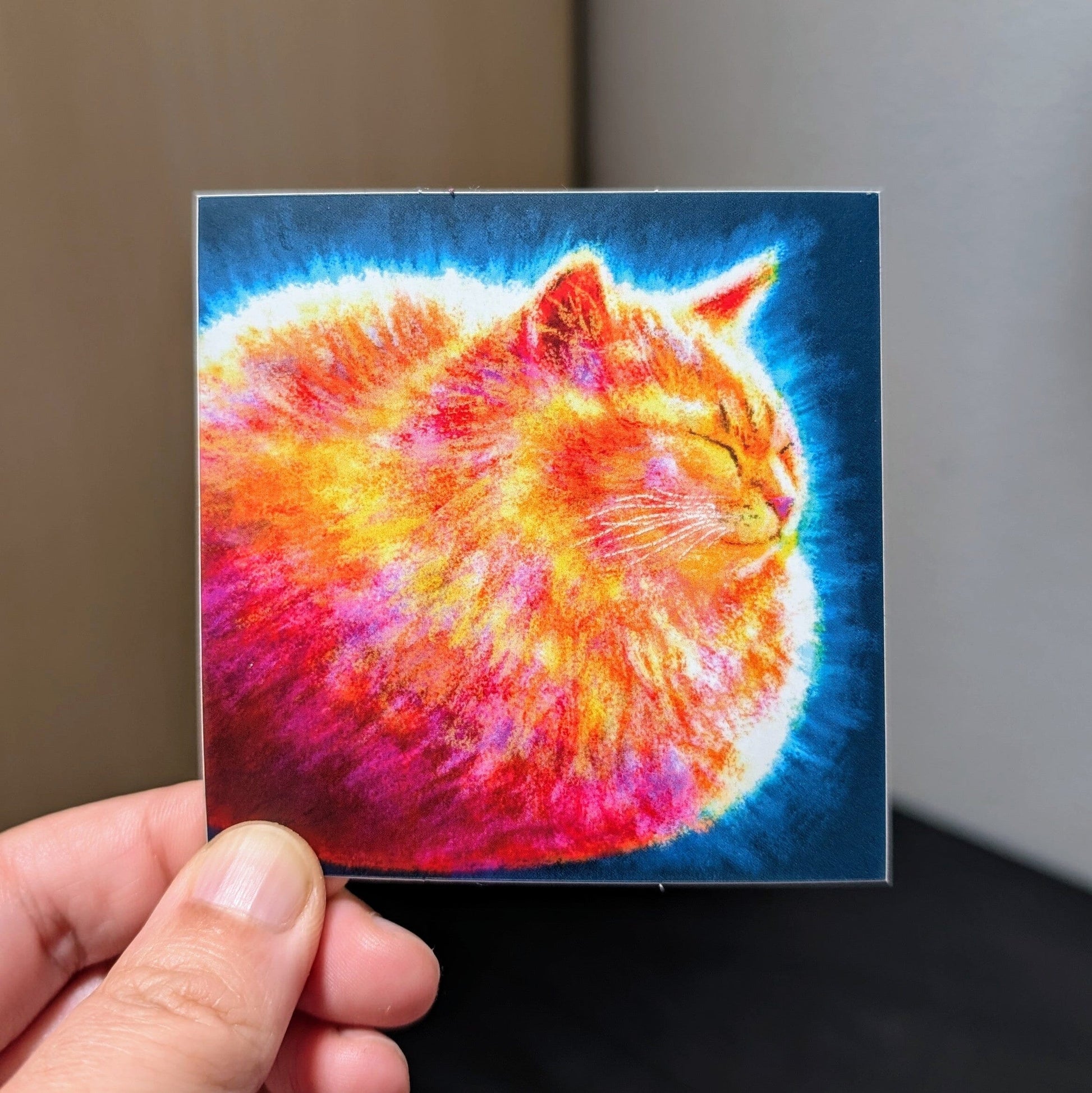 Feline Flows and Poses Collection - "Loaf" Non-Holographic Matte Sticker - Sticker with a Round Ginger Cat Decorative Stickers JoyousJoyfulJoyness 