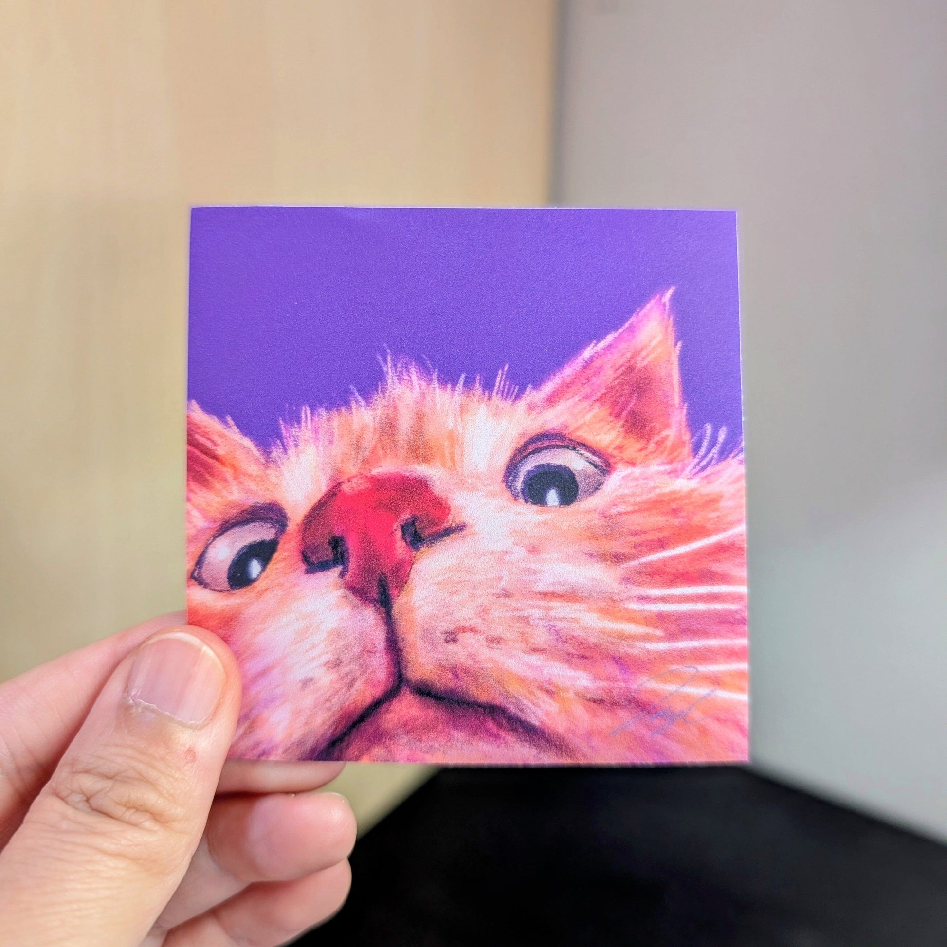 Close Encounters Collection - "Peekaboo" Non-Holographic Matte Sticker - Close Up of a Ginger Cat Decorative Stickers JoyousJoyfulJoyness 