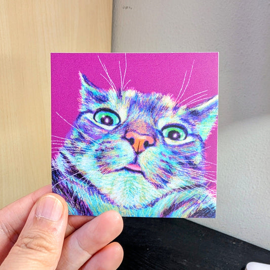 Close Encounters Collection - "Blep" Non-Holographic Matte Sticker - Close Up of a Cat Decorative Stickers JoyousJoyfulJoyness 