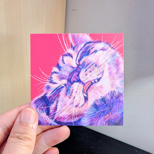 Close Encounters Collection - "Eepy" Non-Holographic Matte Sticker - Close Up of a Sleepy Cat Decorative Stickers JoyousJoyfulJoyness 