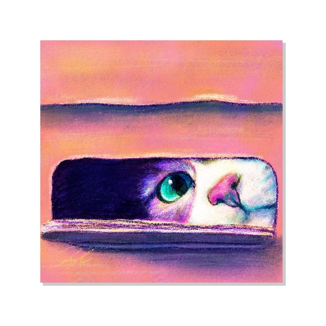 Close Encounters Collection - "I Sits" Non-Holographic Matte Sticker - Close Up of a Cat Sitting in a Box Decorative Stickers JoyousJoyfulJoyness 