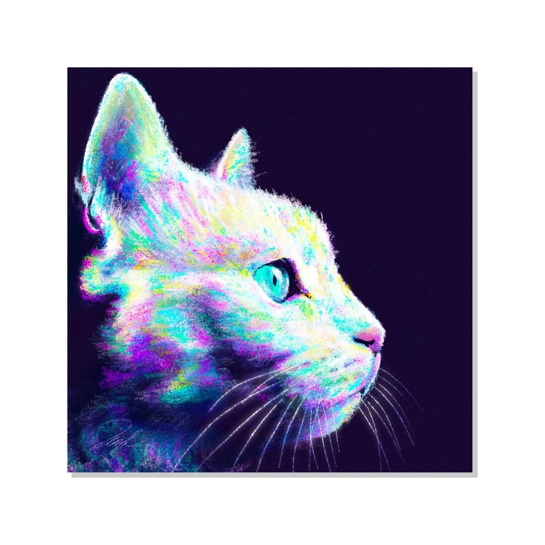 Close Encounters Collection - "Glow" Non-Holographic Matte Sticker - Close Up of a Glowing Grey Cat Decorative Stickers JoyousJoyfulJoyness 