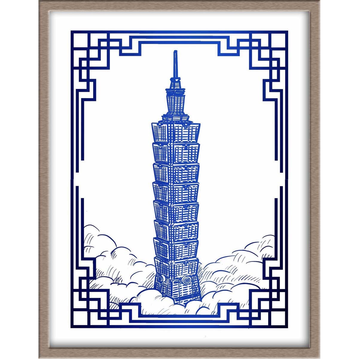 Taipei 101 Landmark Foiled Print Posters, Prints, & Visual Artwork JoyousJoyfulJoyness 