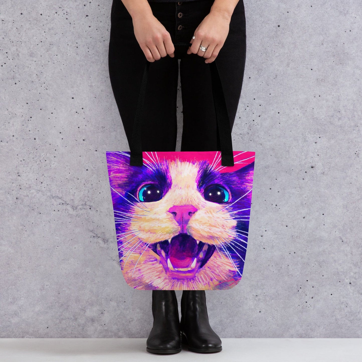 Close Encounters Collection - "Meow" Tote Bag | Tote Bag with a Meowing Cat JoyousJoyfulJoyness 