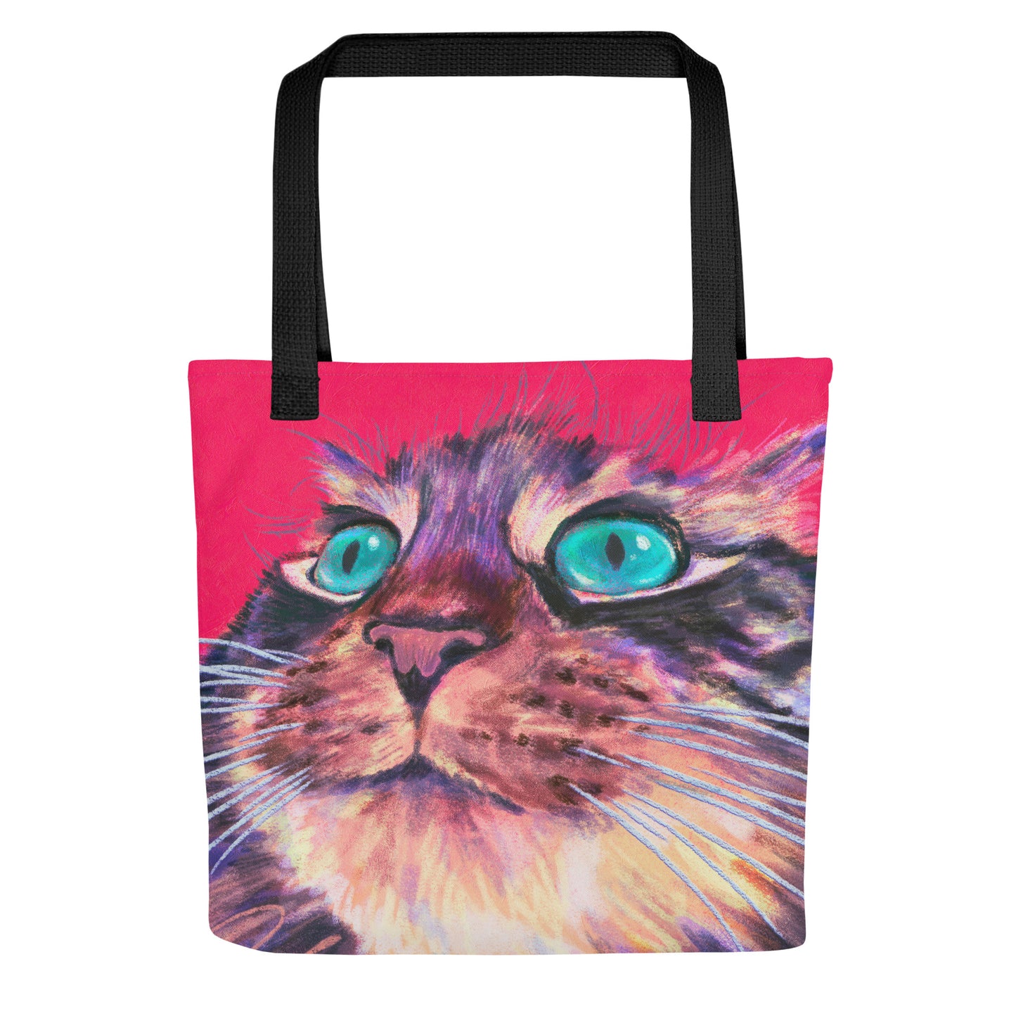 Close Encounters Collection - "Teal Eyes" Tote Bag | Tote Bag with a Cat with Teal Eyes