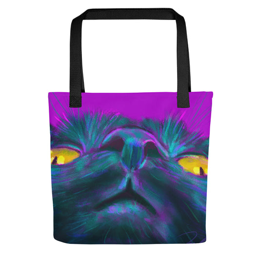 Close Encounters Collection - "Golden Eyes" Tote Bag | Tote Bag of a Black Cat with Golden Eyes