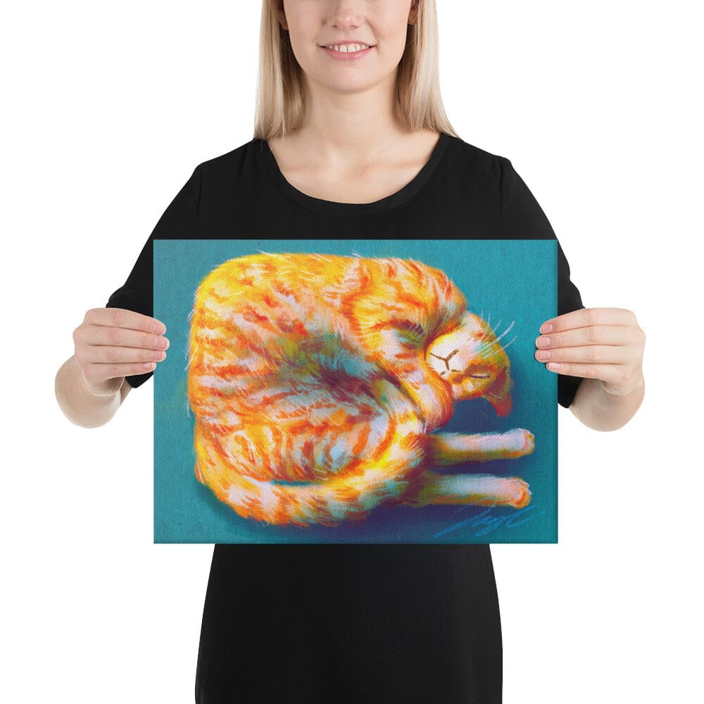 "Shrimp Cat": Painting of a Curled Up Cat [Unfoiled] Posters, Prints, & Visual Artwork JoyousJoyfulJoyness 