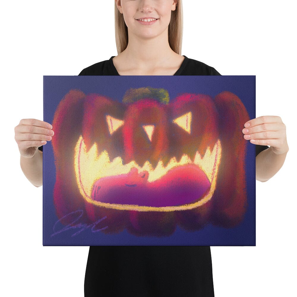 "Capybara in a Pumpkin" Painting [Unfoiled] Posters, Prints, & Visual Artwork JoyousJoyfulJoyness 