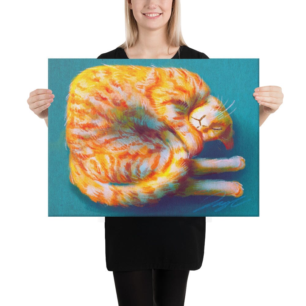 "Shrimp Cat": Painting of a Curled Up Cat [Unfoiled] Posters, Prints, & Visual Artwork JoyousJoyfulJoyness 