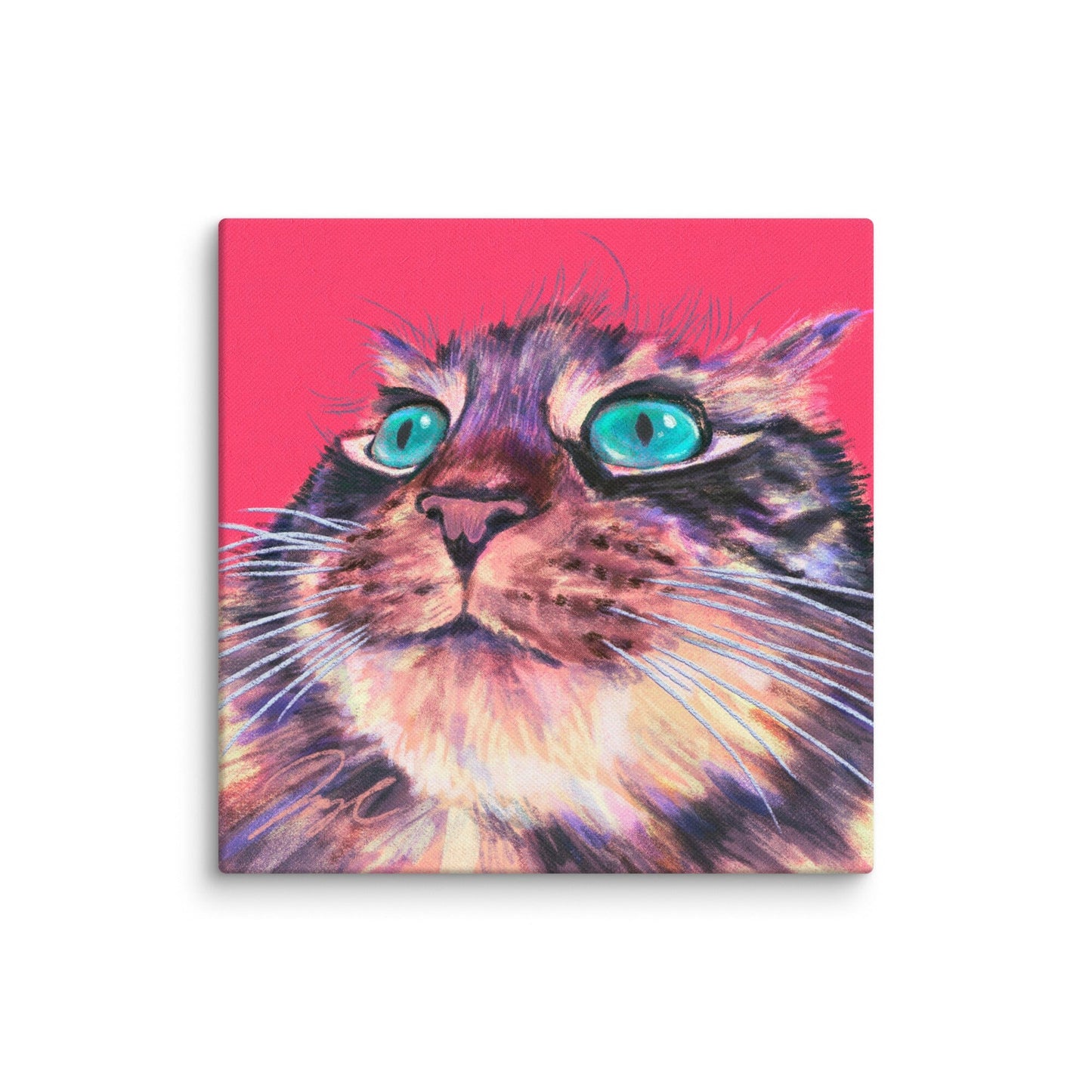 Close Encounters Collection - "Teal Eyes" - Close Up Painting of a Cat with Teal Eyes [Unfoiled] Posters, Prints, & Visual Artwork JoyousJoyfulJoyness 