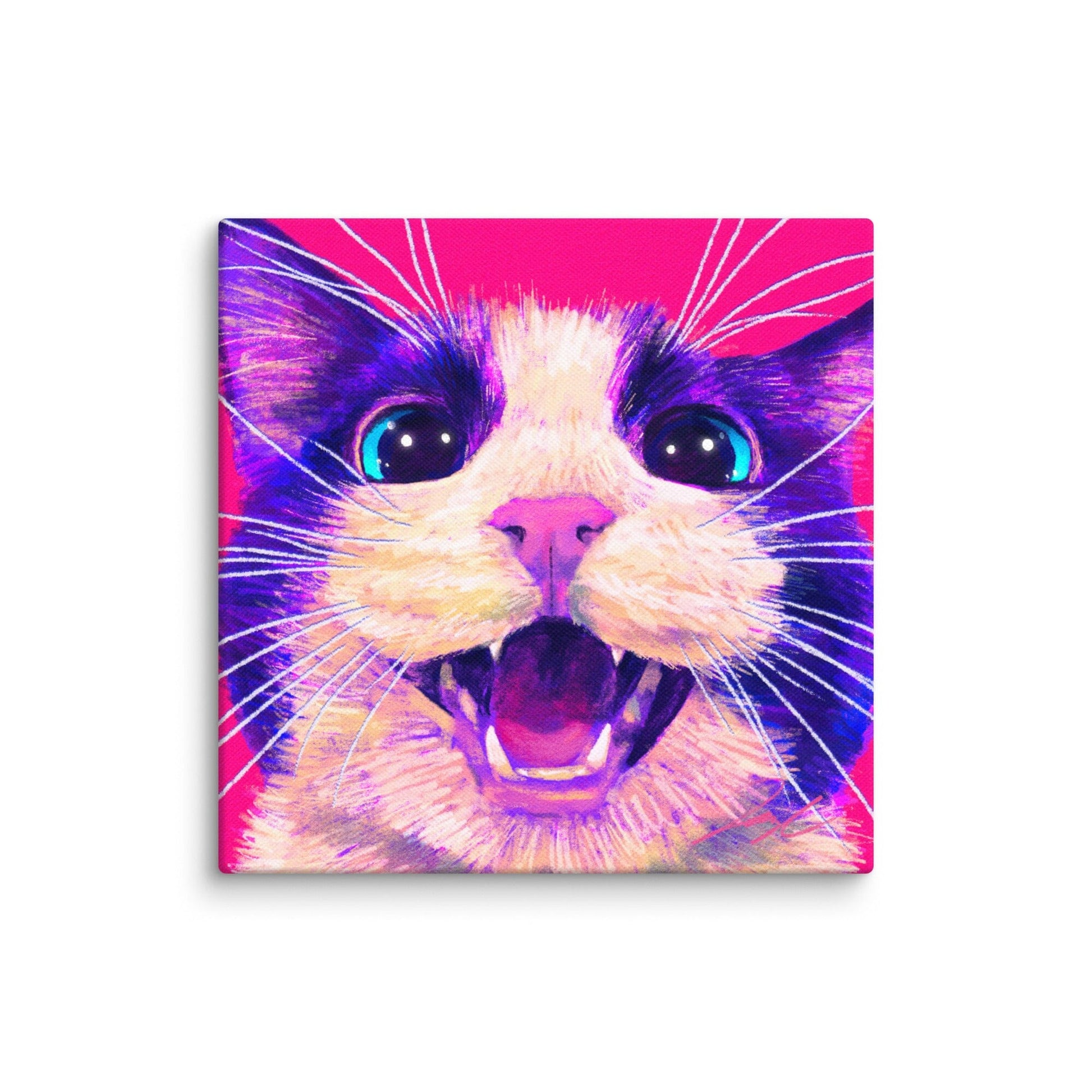 Close Encounters Collection - "Meow" - Close Up Painting of a Tuxedo Cat Meowing [Unfoiled] Posters, Prints, & Visual Artwork JoyousJoyfulJoyness 