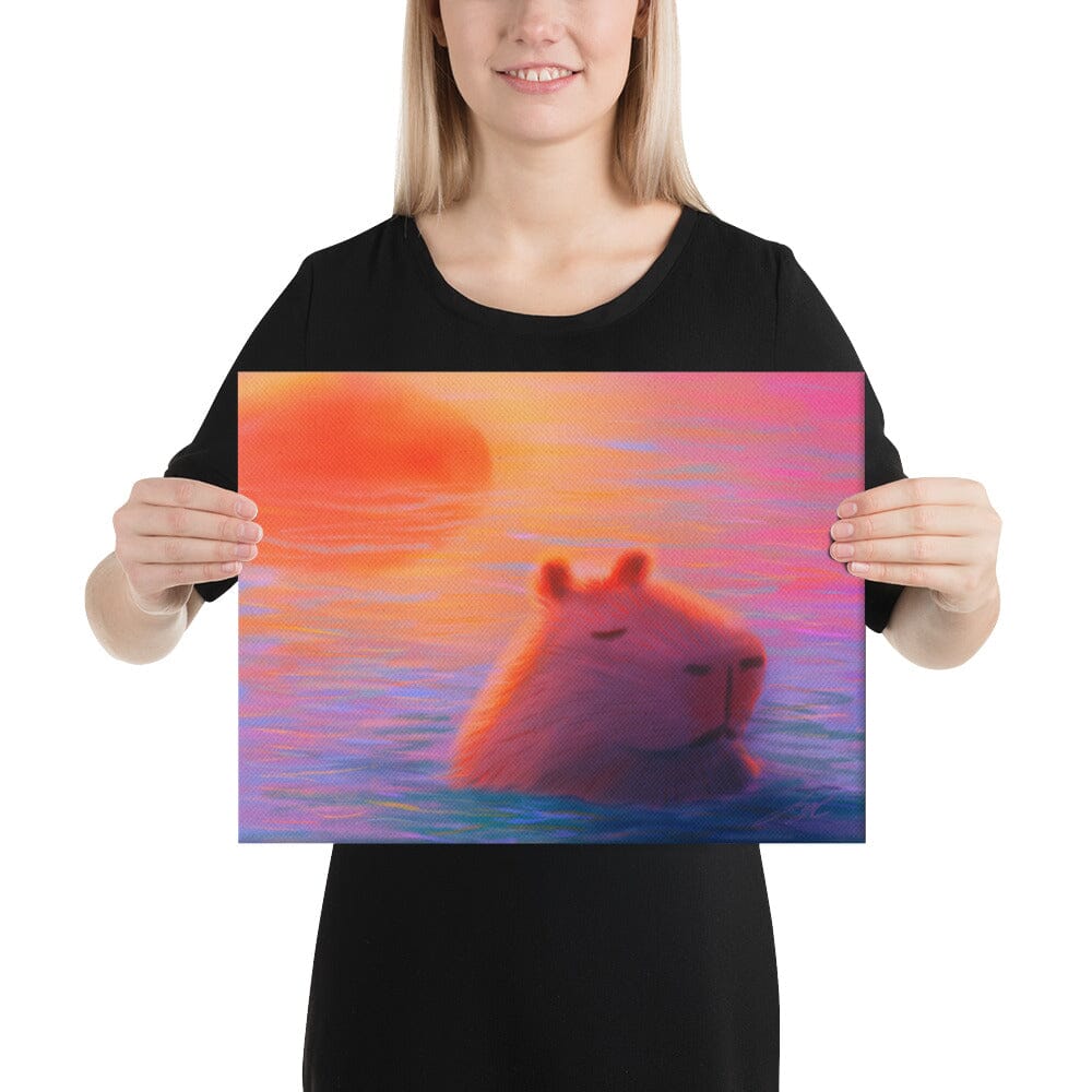 "Capybara at Sunset" Painting [Unfoiled] Posters, Prints, & Visual Artwork JoyousJoyfulJoyness 