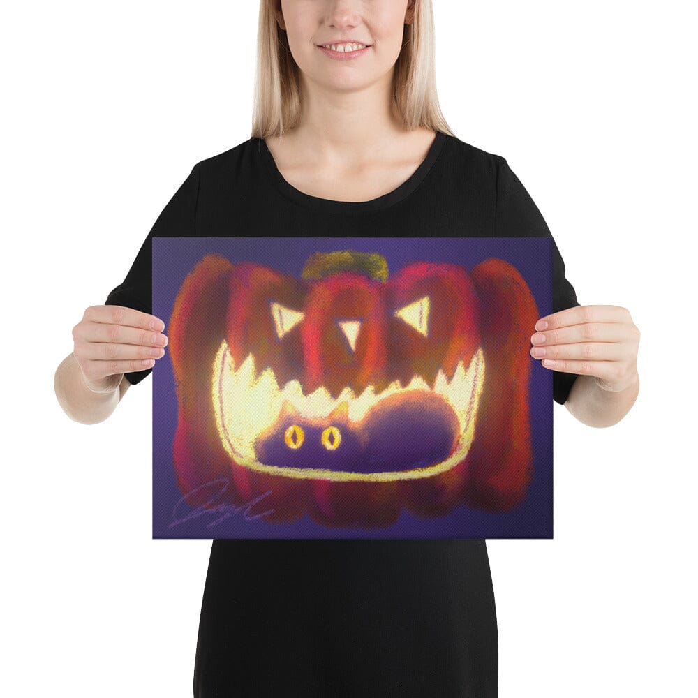 "Black Cat in a Jack o' Lantern": Painting of a Black Cat in a Glowing Pumpkin [Unfoiled] Posters, Prints, & Visual Artwork JoyousJoyfulJoyness 