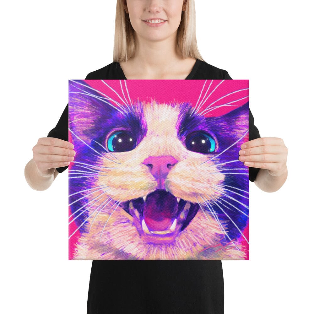 Close Encounters Collection - "Meow" - Close Up Painting of a Tuxedo Cat Meowing [Unfoiled] Posters, Prints, & Visual Artwork JoyousJoyfulJoyness 