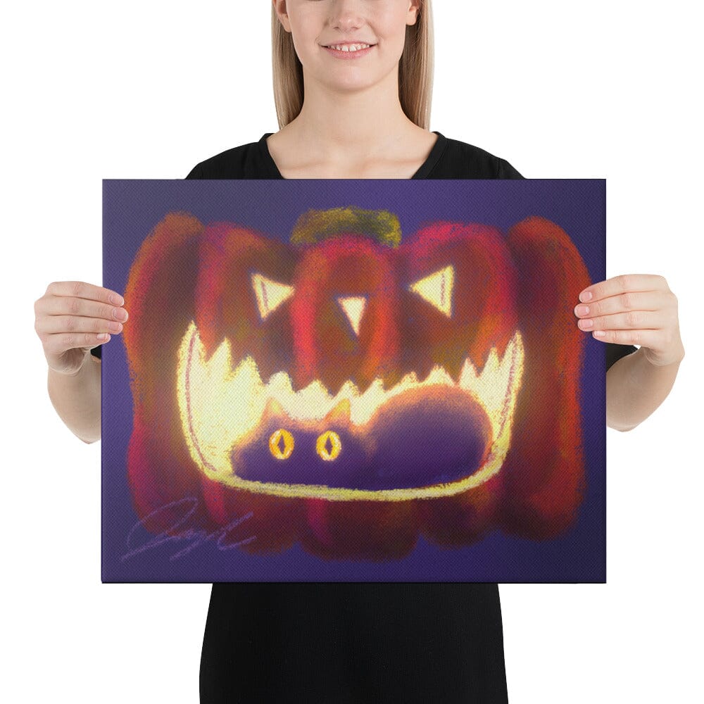 "Black Cat in a Jack o' Lantern": Painting of a Black Cat in a Glowing Pumpkin [Unfoiled] Posters, Prints, & Visual Artwork JoyousJoyfulJoyness 