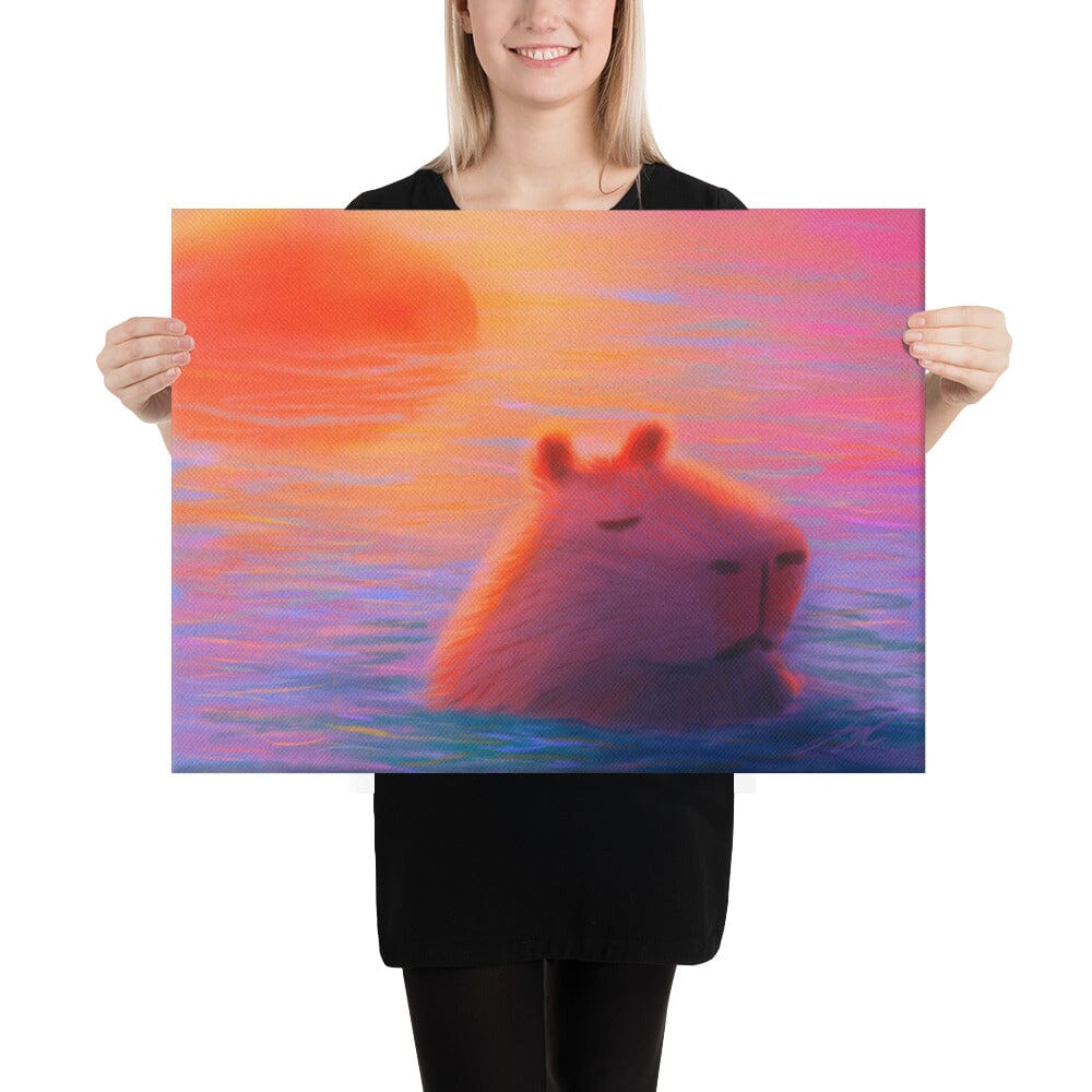 "Capybara at Sunset" Painting [Unfoiled] Posters, Prints, & Visual Artwork JoyousJoyfulJoyness 