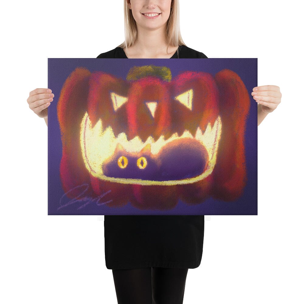 "Black Cat in a Jack o' Lantern": Painting of a Black Cat in a Glowing Pumpkin [Unfoiled] Posters, Prints, & Visual Artwork JoyousJoyfulJoyness 