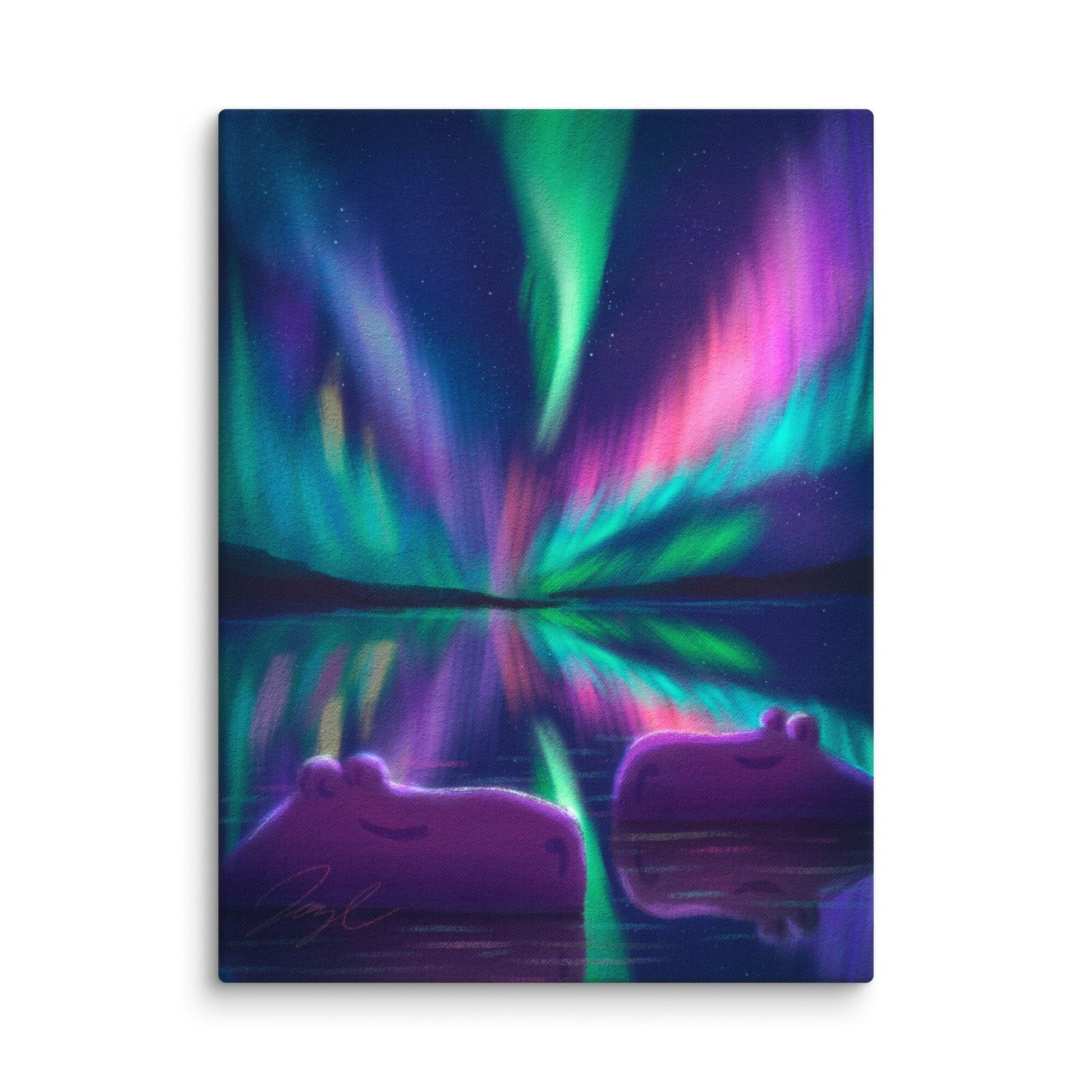 "Capybaras and Northern Lights" Painting [Unfoiled] Posters, Prints, & Visual Artwork JoyousJoyfulJoyness 