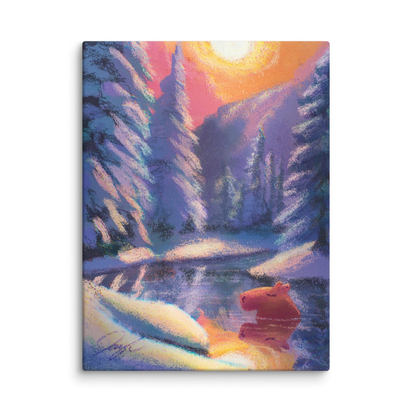 Four Seasons Collection - "Capybara in Winter" Painting [Unfoiled] Posters, Prints, & Visual Artwork JoyousJoyfulJoyness 