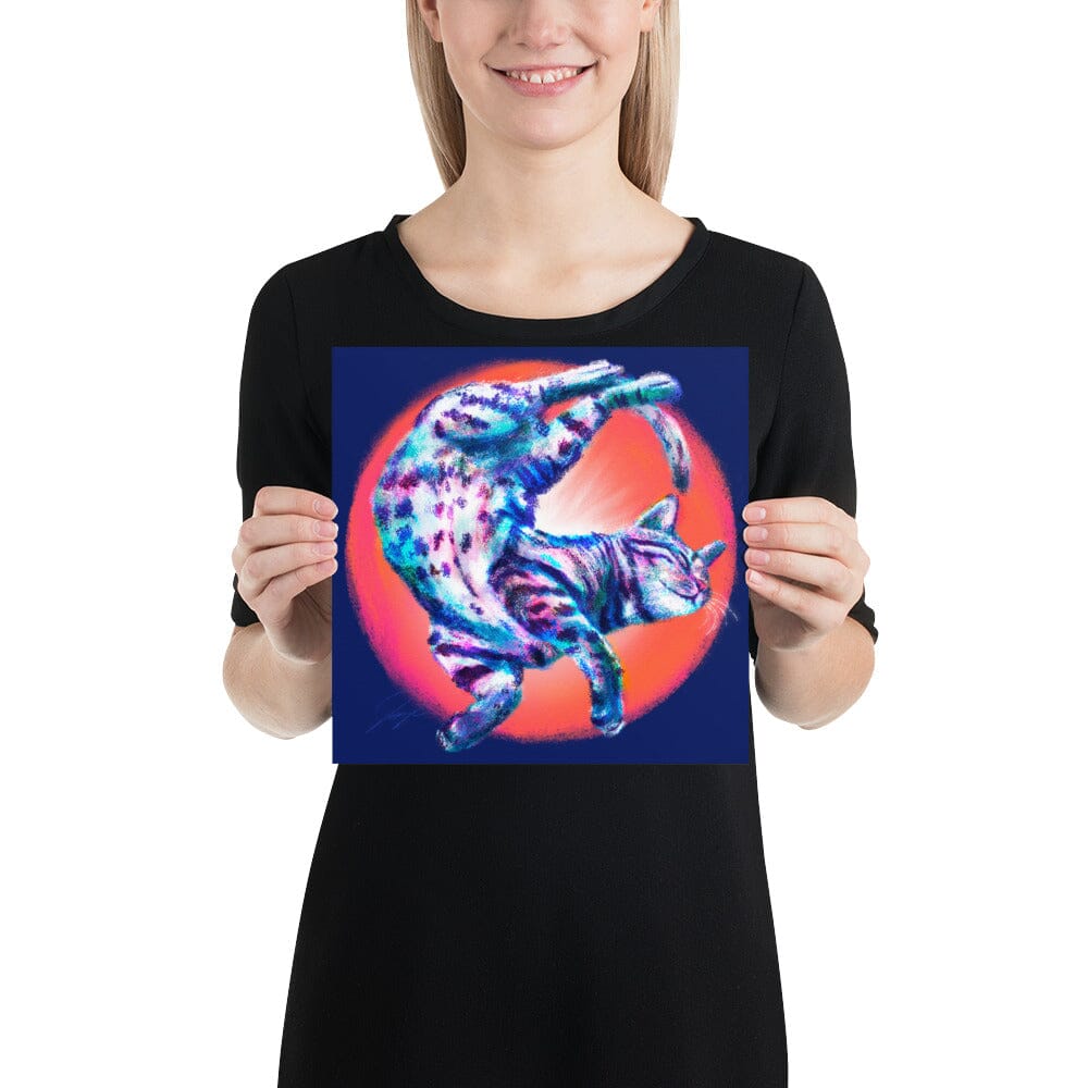 Feline Flows and Poses Collection - "Squiggle" - Painting of a Wiggly Cat [Unfoiled] Posters, Prints, & Visual Artwork JoyousJoyfulJoyness 