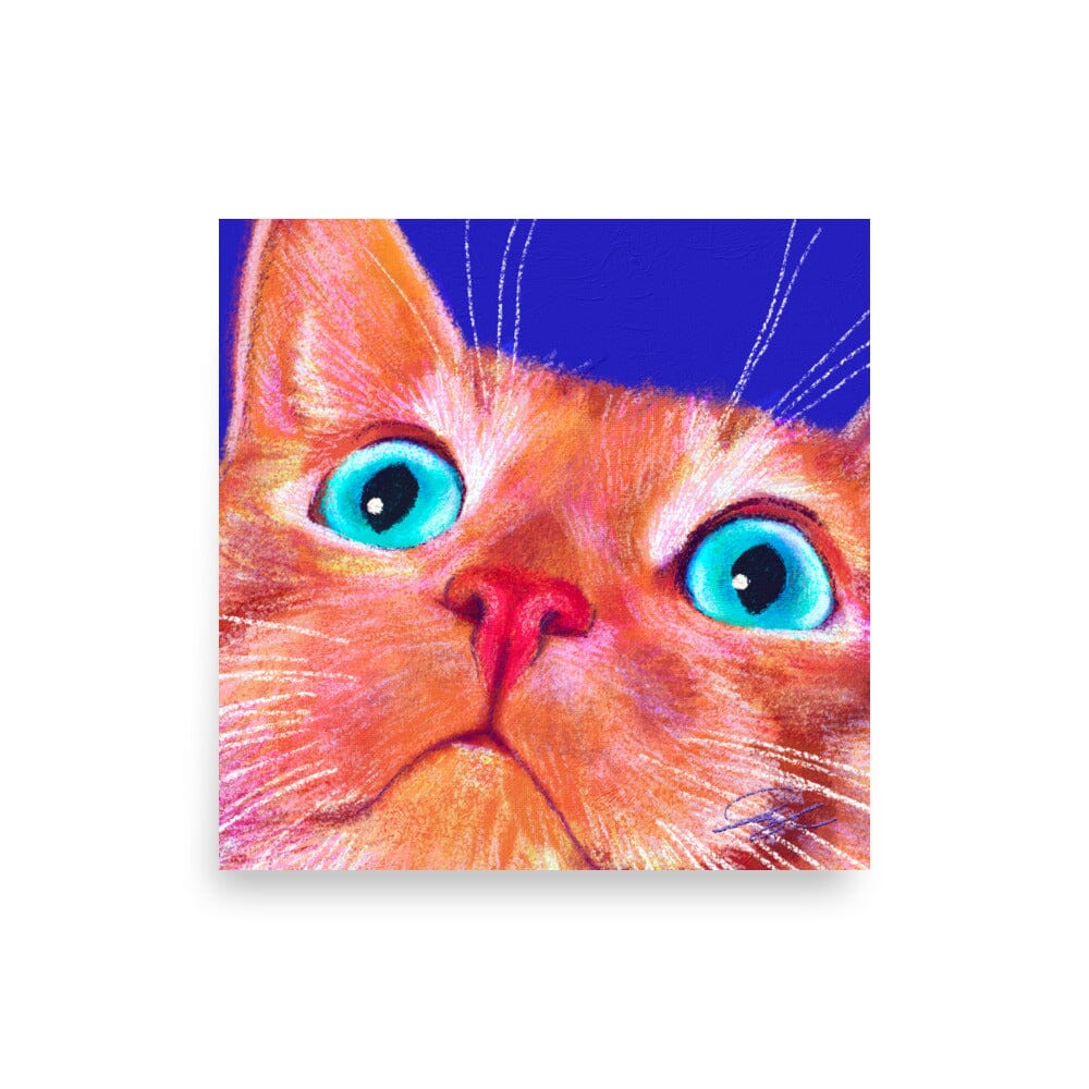 Close Encounters Collection - "No Thoughts" - Close Up Painting of a Ginger Cat [Unfoiled] Posters, Prints, & Visual Artwork JoyousJoyfulJoyness 