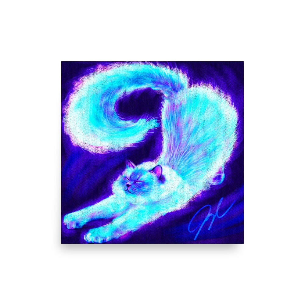 Feline Flows and Poses Collection - "Stretch" - Painting of a Siamese Cat Stretching [Unfoiled] Posters, Prints, & Visual Artwork JoyousJoyfulJoyness 