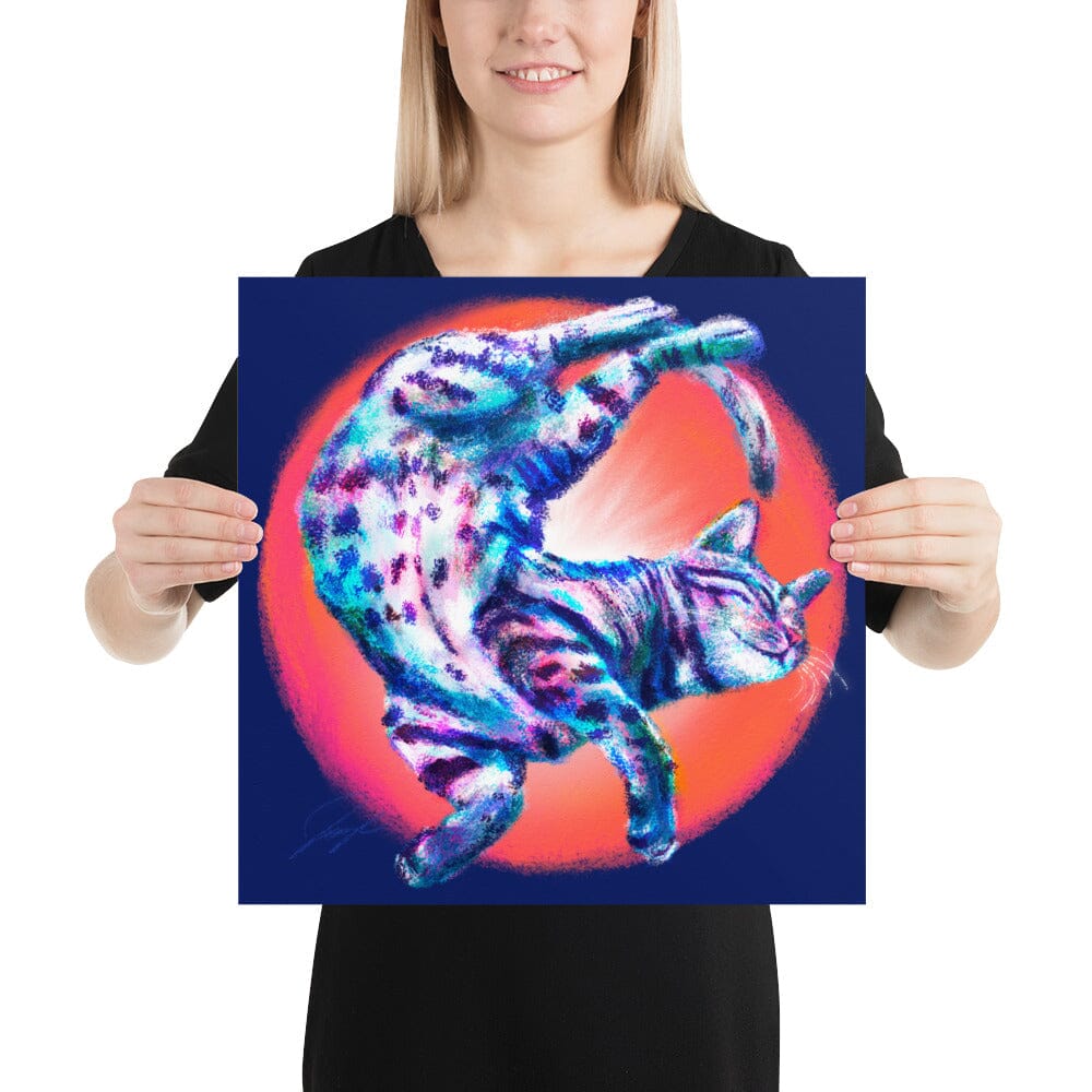 Feline Flows and Poses Collection - "Squiggle" - Painting of a Wiggly Cat [Unfoiled] Posters, Prints, & Visual Artwork JoyousJoyfulJoyness 