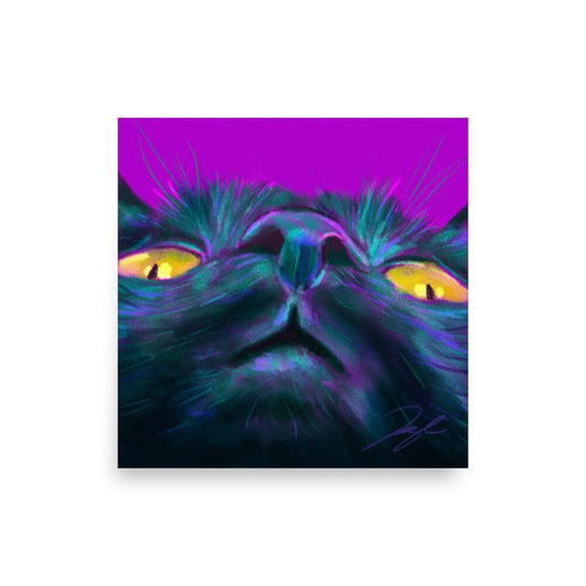 Close Encounters Collection - "Golden Eyes" - Closw Up Painting of a Black Cat [Unfoiled] Posters, Prints, & Visual Artwork JoyousJoyfulJoyness 