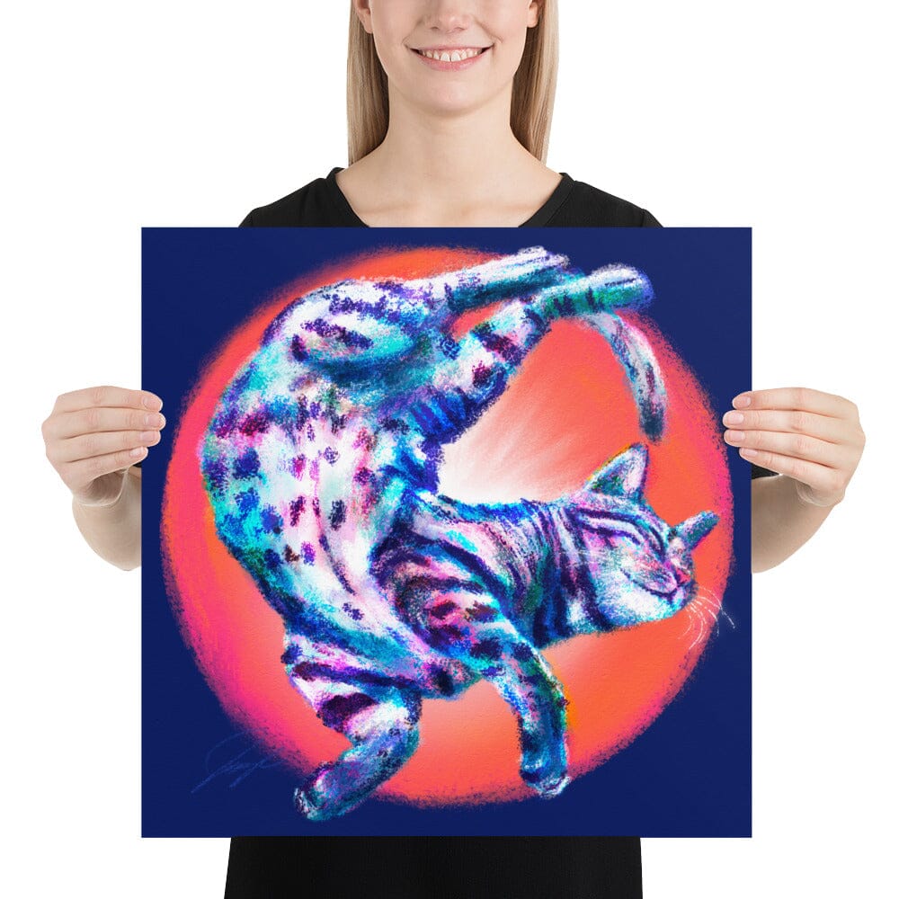 Feline Flows and Poses Collection - "Squiggle" - Painting of a Wiggly Cat [Unfoiled] Posters, Prints, & Visual Artwork JoyousJoyfulJoyness 