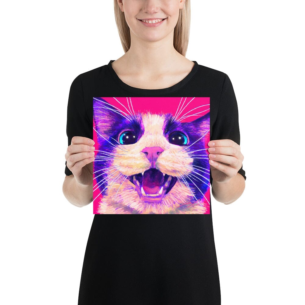 Close Encounters Collection - "Meow" - Close Up Painting of a Tuxedo Cat Meowing [Unfoiled] Posters, Prints, & Visual Artwork JoyousJoyfulJoyness 