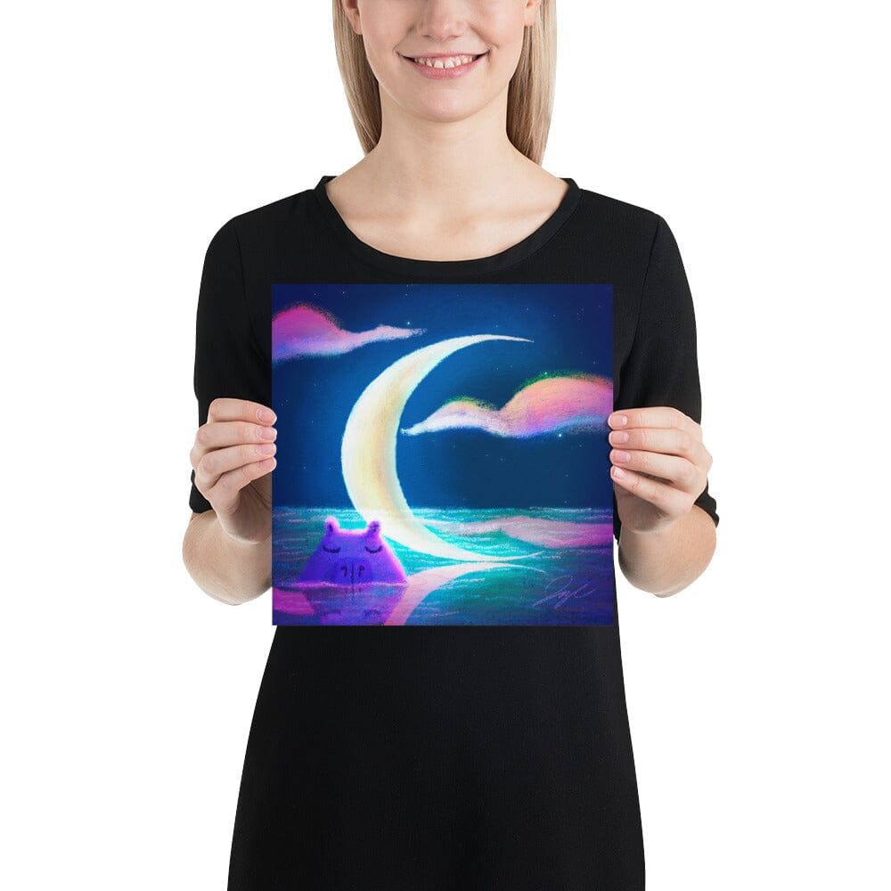 Moonlit Capybaras Collection - 1 - "Waning Crescent Moon" Painting [Unfoiled] Posters, Prints, & Visual Artwork JoyousJoyfulJoyness 