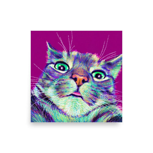 Close Encounters Collection - "Blep" - Close Up Painting of a Cat [Unfoiled] Posters, Prints, & Visual Artwork JoyousJoyfulJoyness 