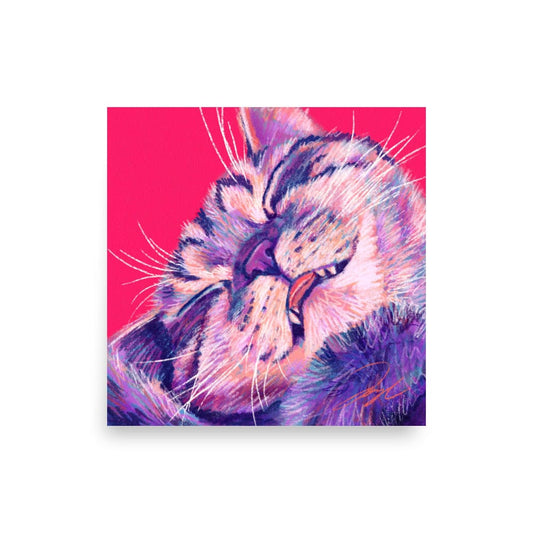 Close Encounters Collection - "Eepy" - Close Up Painting of a Sleepy Cat [Unfoiled] Posters, Prints, & Visual Artwork JoyousJoyfulJoyness 