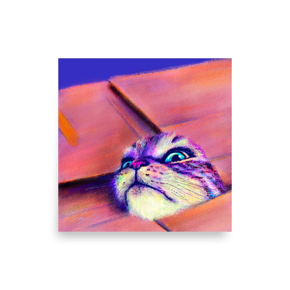 Close Encounters Collection - "If I Fits" - Close Up Painting of a Cat in a Box [Unfoiled] Posters, Prints, & Visual Artwork JoyousJoyfulJoyness 